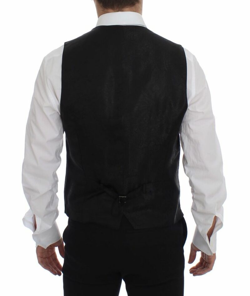 Dolce & Gabbana Elegant Black Striped Single Breasted Dress Vest - Image 3