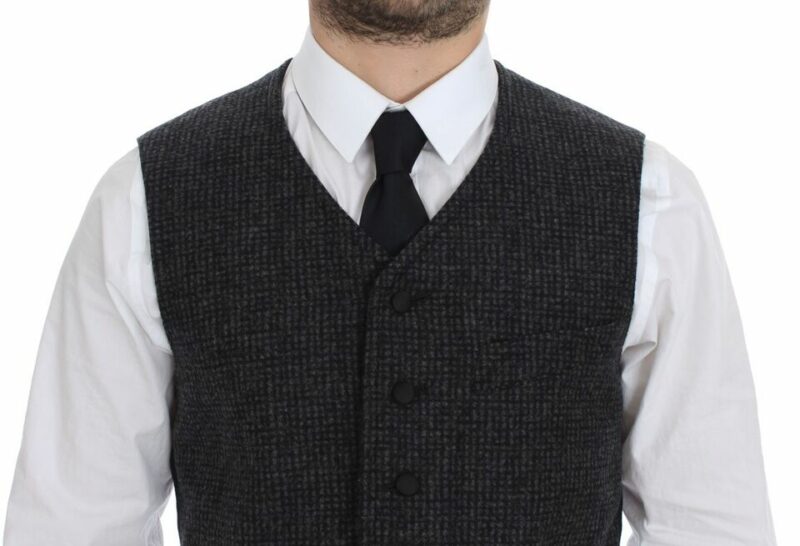 Dolce & Gabbana Elegant Gray Wool Blend Dress Vest - Image 2