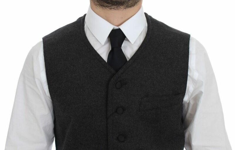 Dolce & Gabbana Elegant Gray Wool Blend Dress Vest - Image 2