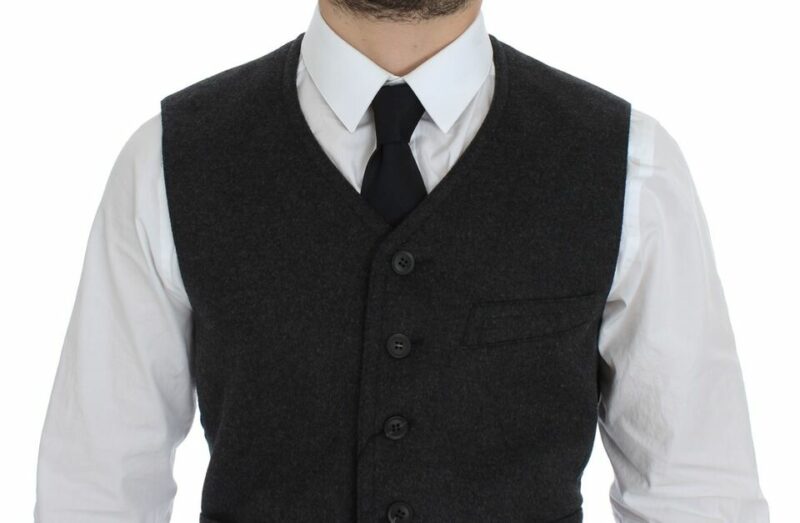 Dolce & Gabbana Elegant Gray Wool Blend Dress Vest - Image 3