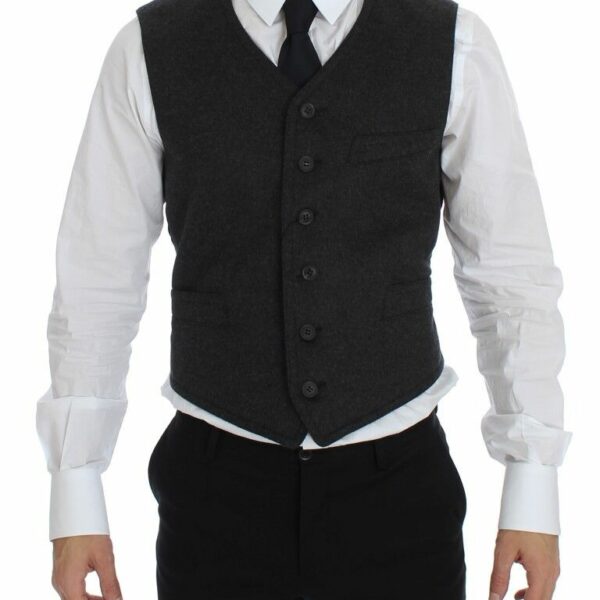Dolce & Gabbana Elegant Gray Wool Blend Dress Vest