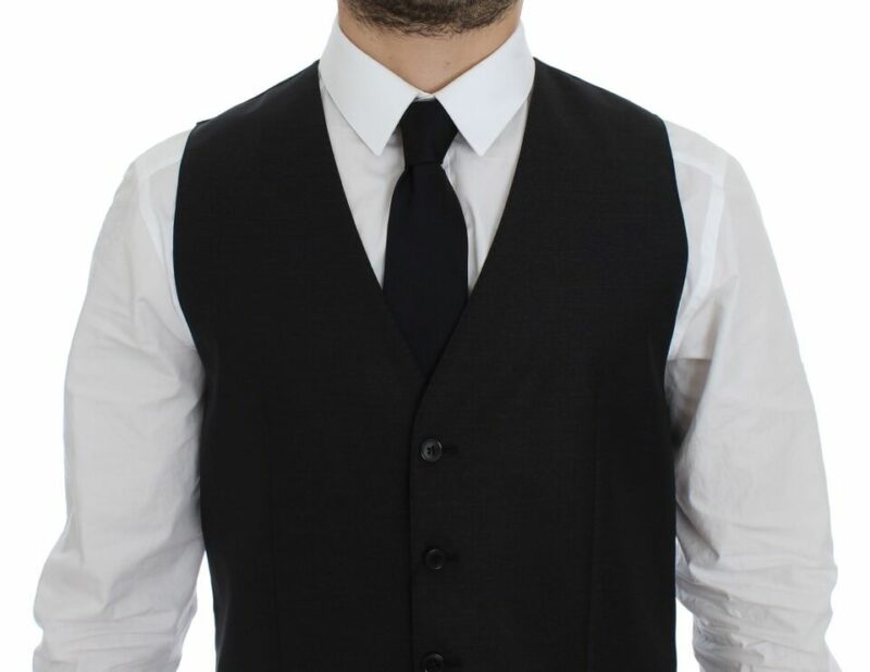 Dolce & Gabbana Elegant Gray Wool Blend Dress Vest - Image 2