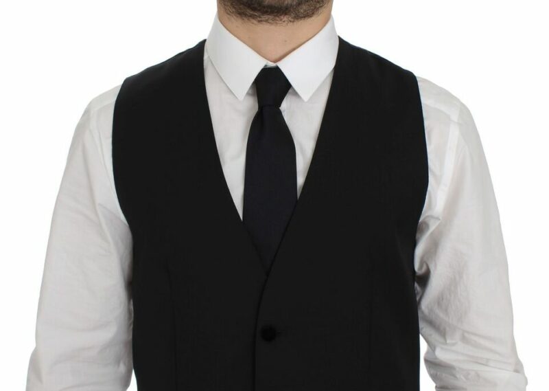 Dolce & Gabbana Elegant Black Wool Formal Dress Vest - Image 2