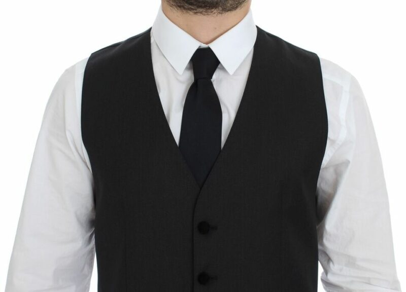 Dolce & Gabbana Elegant Gray Wool Dress Vest - Image 2