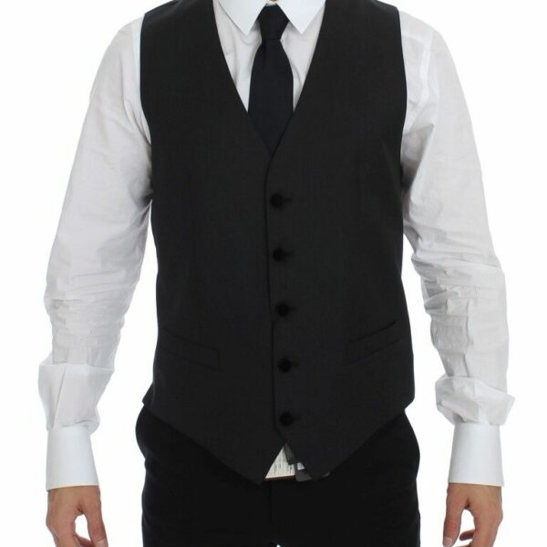 Dolce & Gabbana Elegant Gray Wool Dress Vest