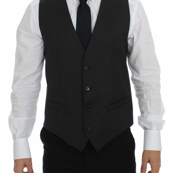 Dolce & Gabbana Elegant Gray Wool Formal Dress Vest