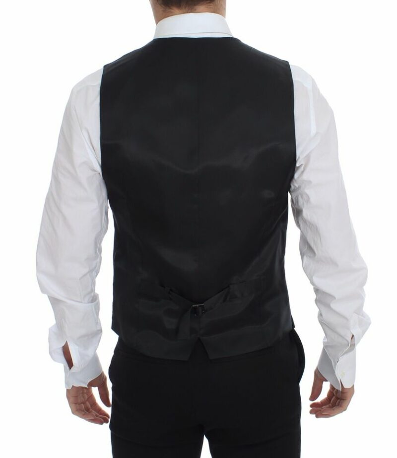 Dolce & Gabbana Elegant Gray Striped Dress Vest - Image 4