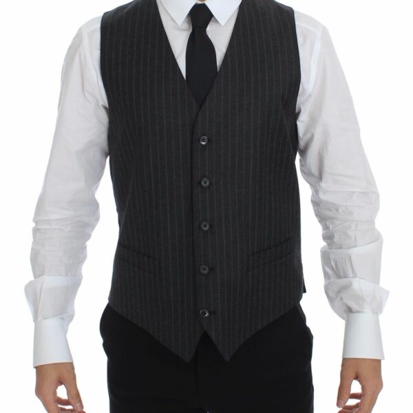 Dolce & Gabbana Elegant Gray Striped Dress Vest