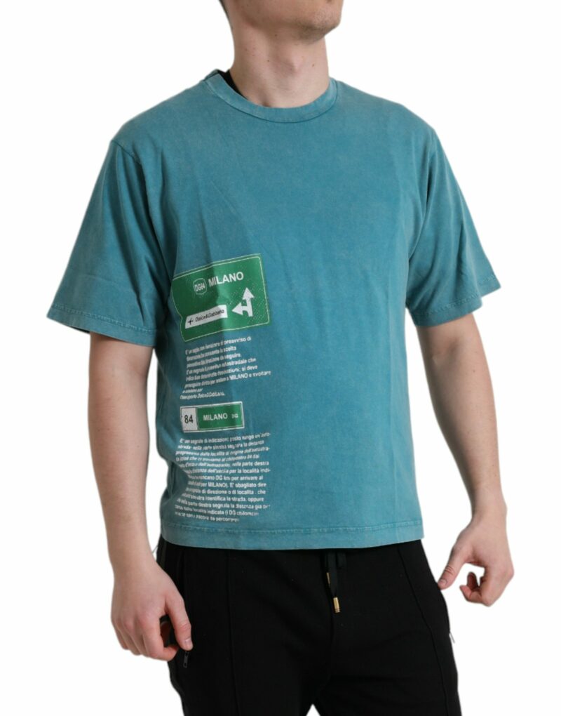 Dolce & Gabbana Chic Blue Milano Motive Cotton Tee - Image 4