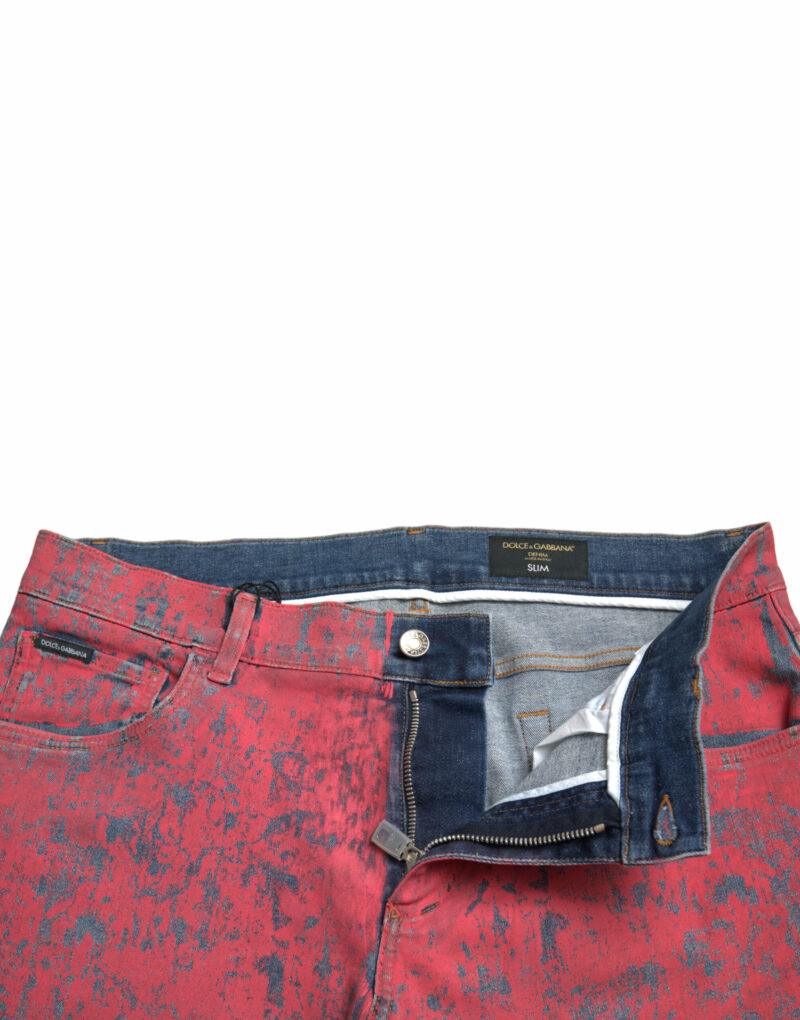 Dolce & Gabbana Red Tie Dye Skinny Denim Jeans - Image 5