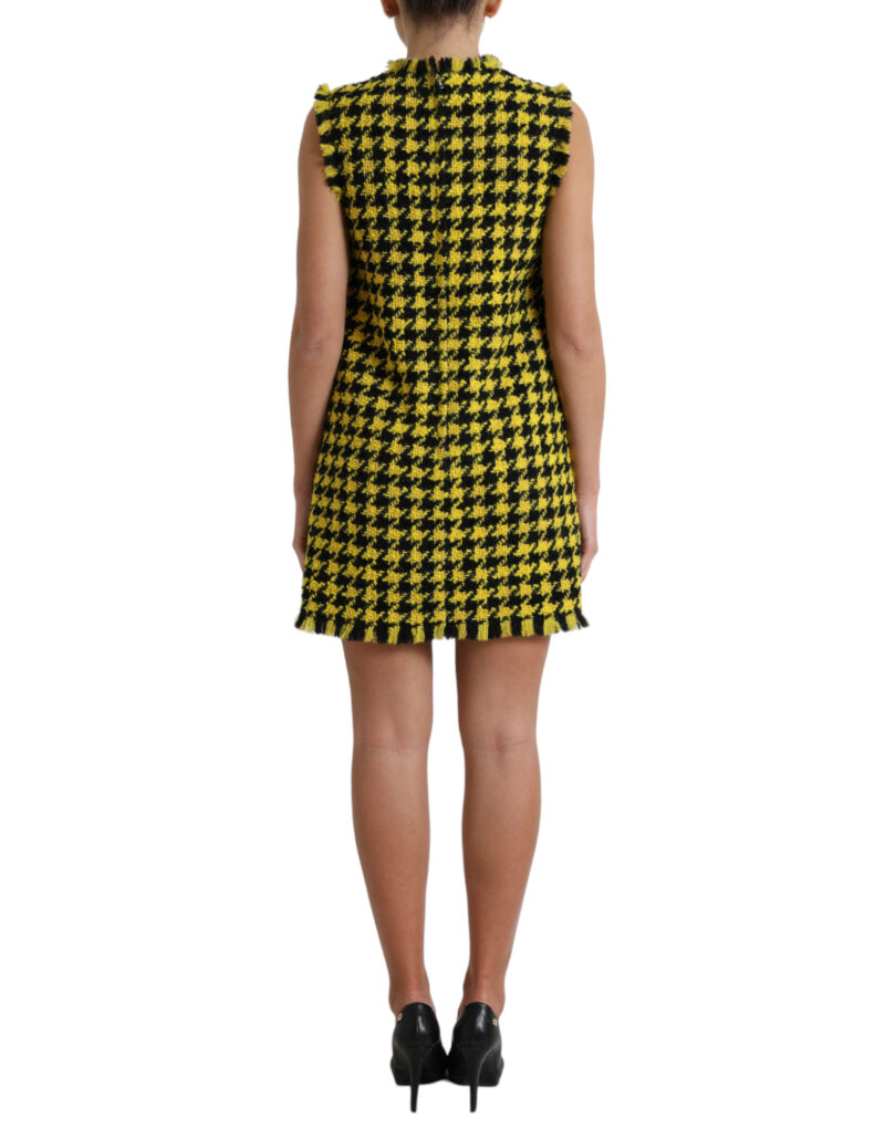 Dolce & Gabbana Houndstooth Knitted Chic Yellow Mini Skirt - Image 3