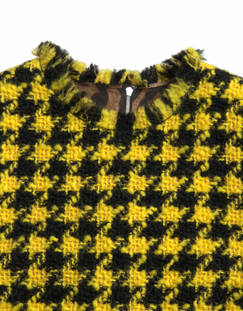Dolce & Gabbana Houndstooth Knitted Chic Yellow Mini Skirt - Image 5