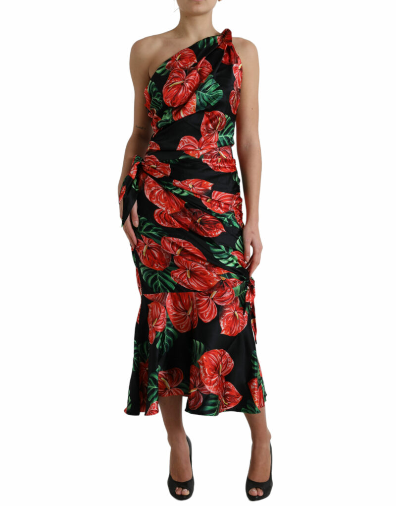 Dolce & Gabbana Tropical Elegance Silk Draped Dress - Image 2
