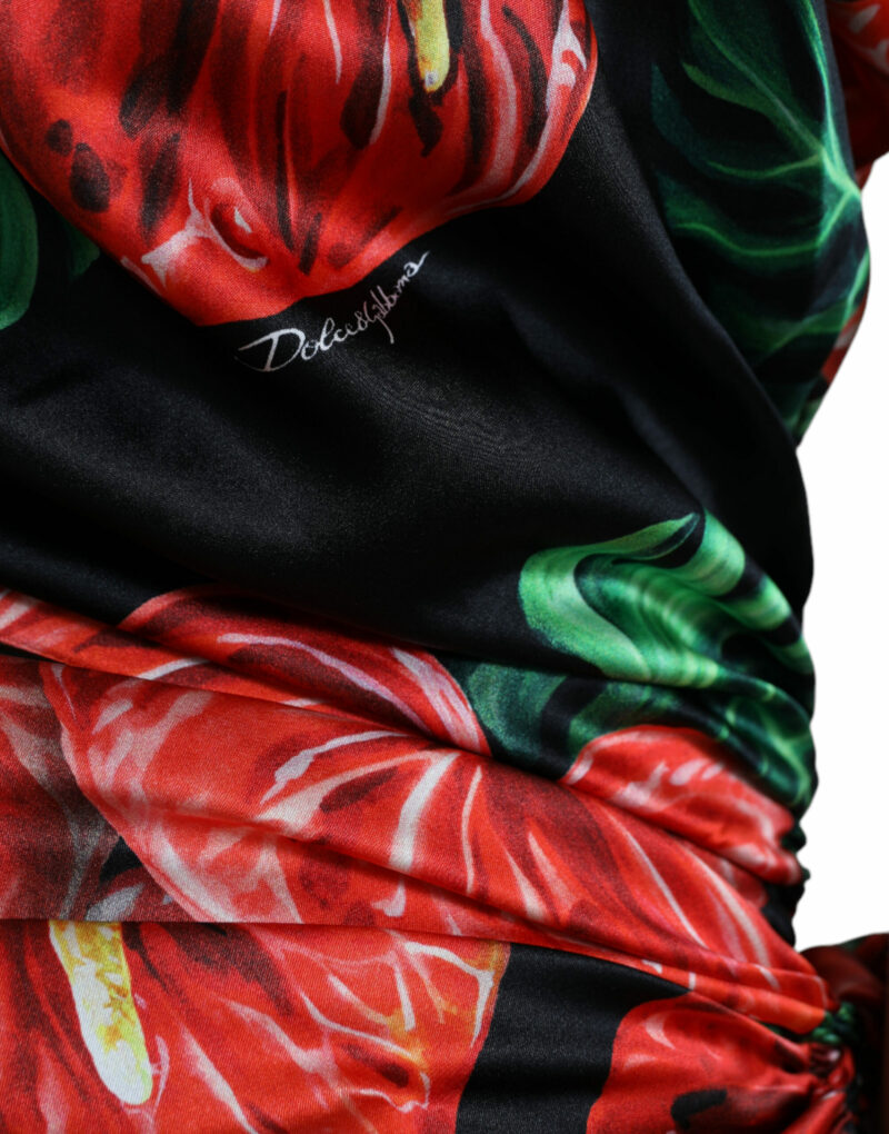 Dolce & Gabbana Tropical Elegance Silk Draped Dress - Image 6