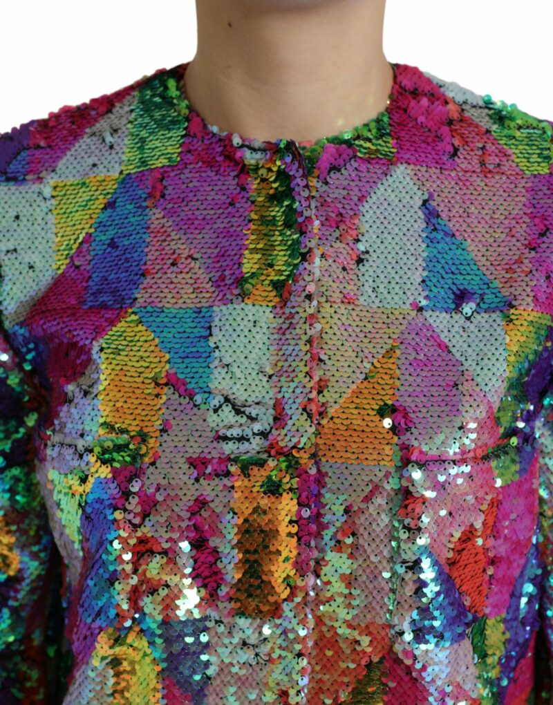Dolce & Gabbana Multicolor Sequined Long Jacket - Image 4