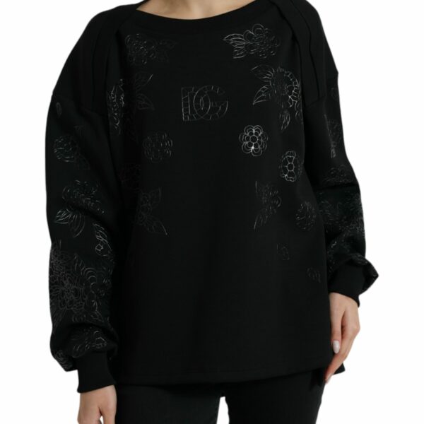 Dolce & Gabbana Elegant Black Floral Applique Sweater