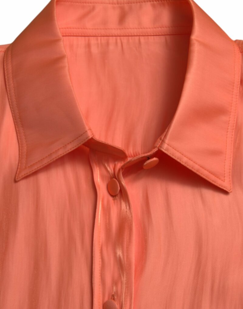 Dolce & Gabbana Elegant Coral Long Sleeve Polo Top - Image 6