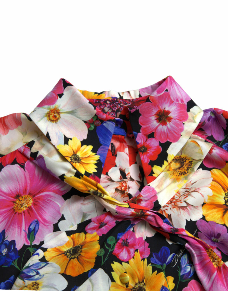 Dolce & Gabbana Floral Silk Blouse with Front Tie Fastening - Image 7