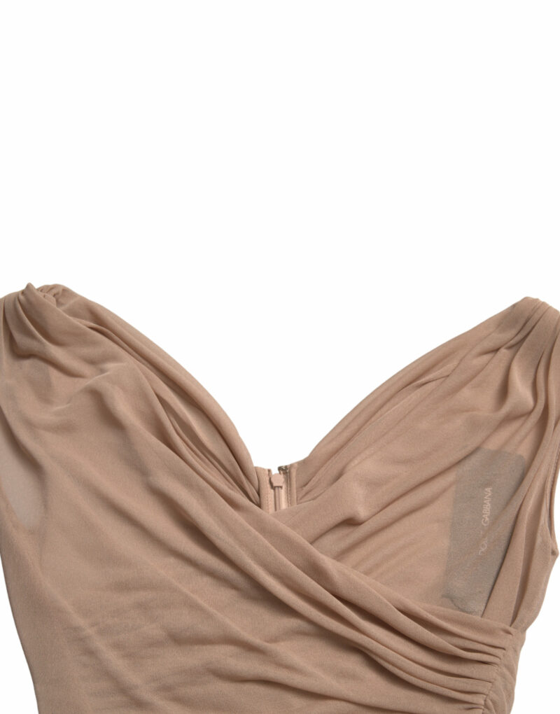 Dolce & Gabbana Elegant Beige V-Neck Sleeveless Sheer Tank Top - Image 6