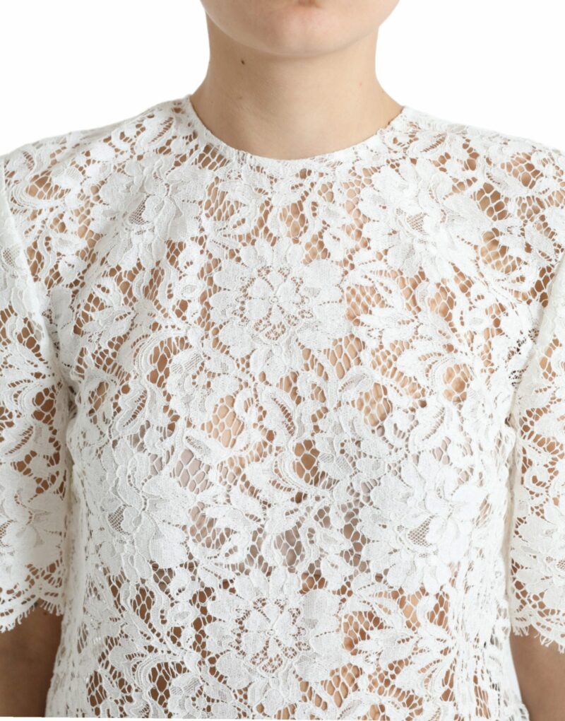 Dolce & Gabbana Elegant White Lace Blouse - Image 4