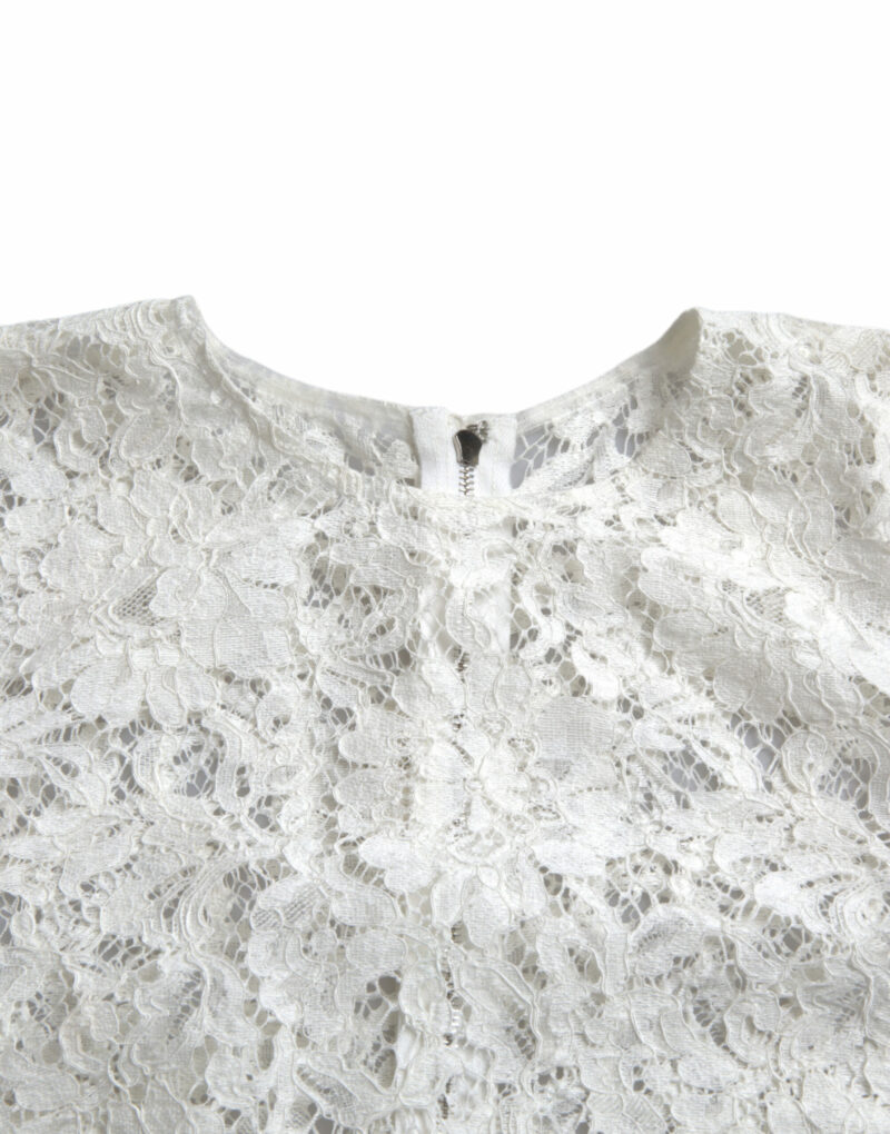 Dolce & Gabbana Elegant White Lace Blouse - Image 6