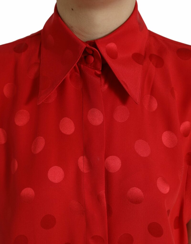 Dolce & Gabbana Elegant Polka Dot Sleeveless Silk Blouse - Image 4