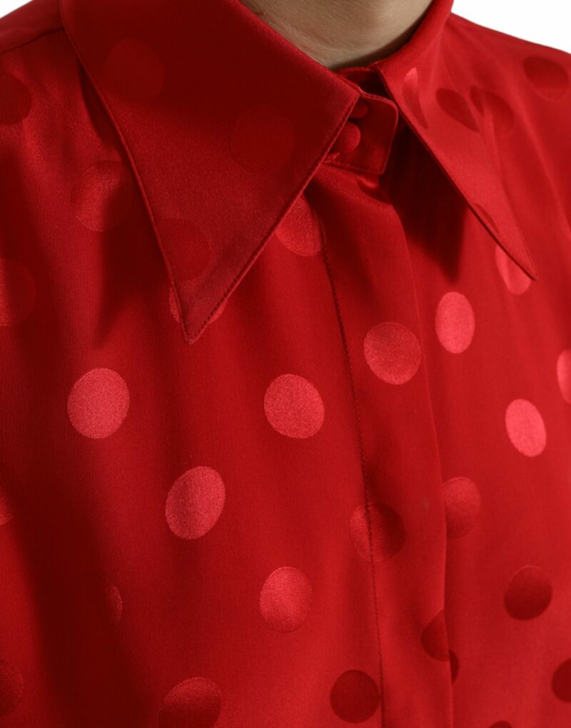 Dolce & Gabbana Elegant Polka Dot Sleeveless Silk Blouse - Image 5