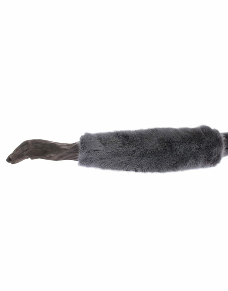 Dolce & Gabbana Elegant Gray Mink Fur Leather Elbow Gloves - Image 3