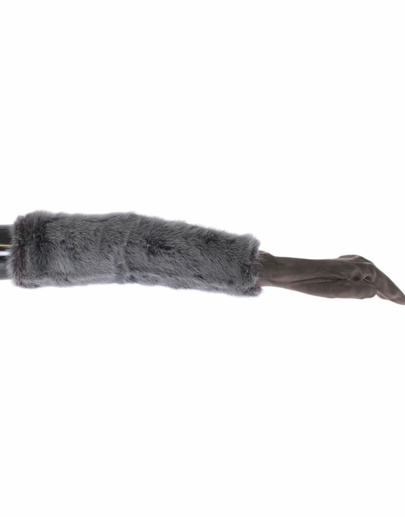 Dolce & Gabbana Elegant Gray Mink Fur Leather Elbow Gloves - Image 5