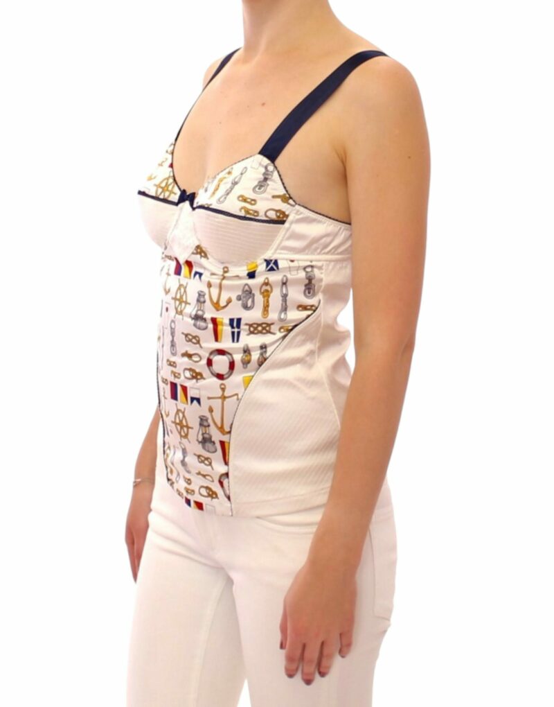 Dolce & Gabbana White Sailor Motif Stretch Tank Top - Image 2