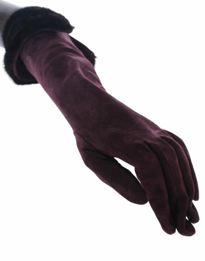 Dolce & Gabbana Elegant Elbow Length Purple Fur Gloves - Image 3