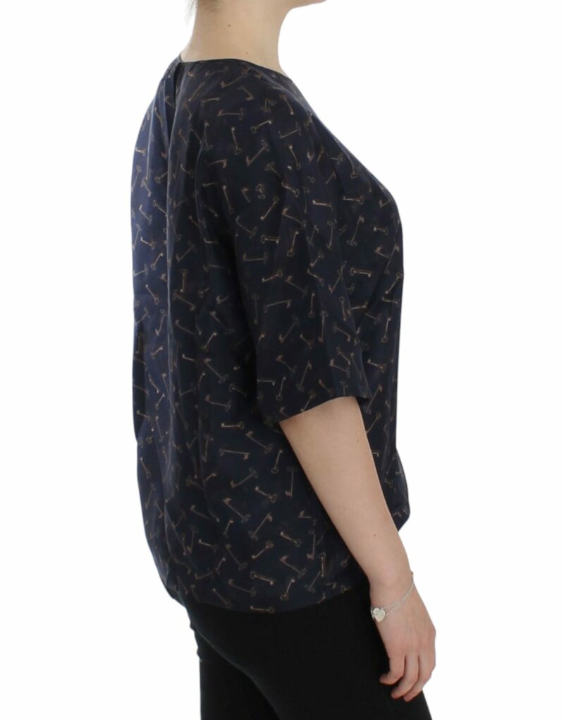 Dolce & Gabbana Enchanted Sicily Silk Blouse with Gold Keys Print - Image 4