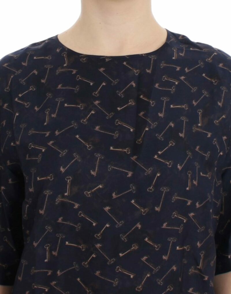 Dolce & Gabbana Enchanted Sicily Silk Blouse with Gold Keys Print - Image 5