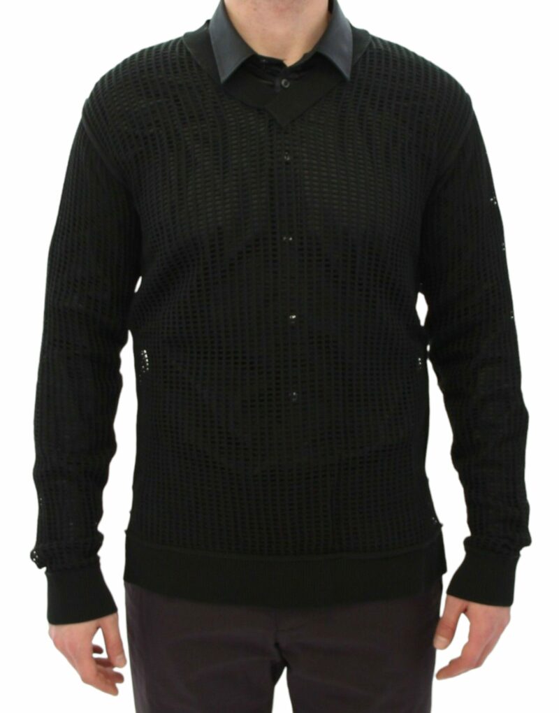 Dolce & Gabbana Elegant V-Neck Dark Green Knitted Sweater - Image 3