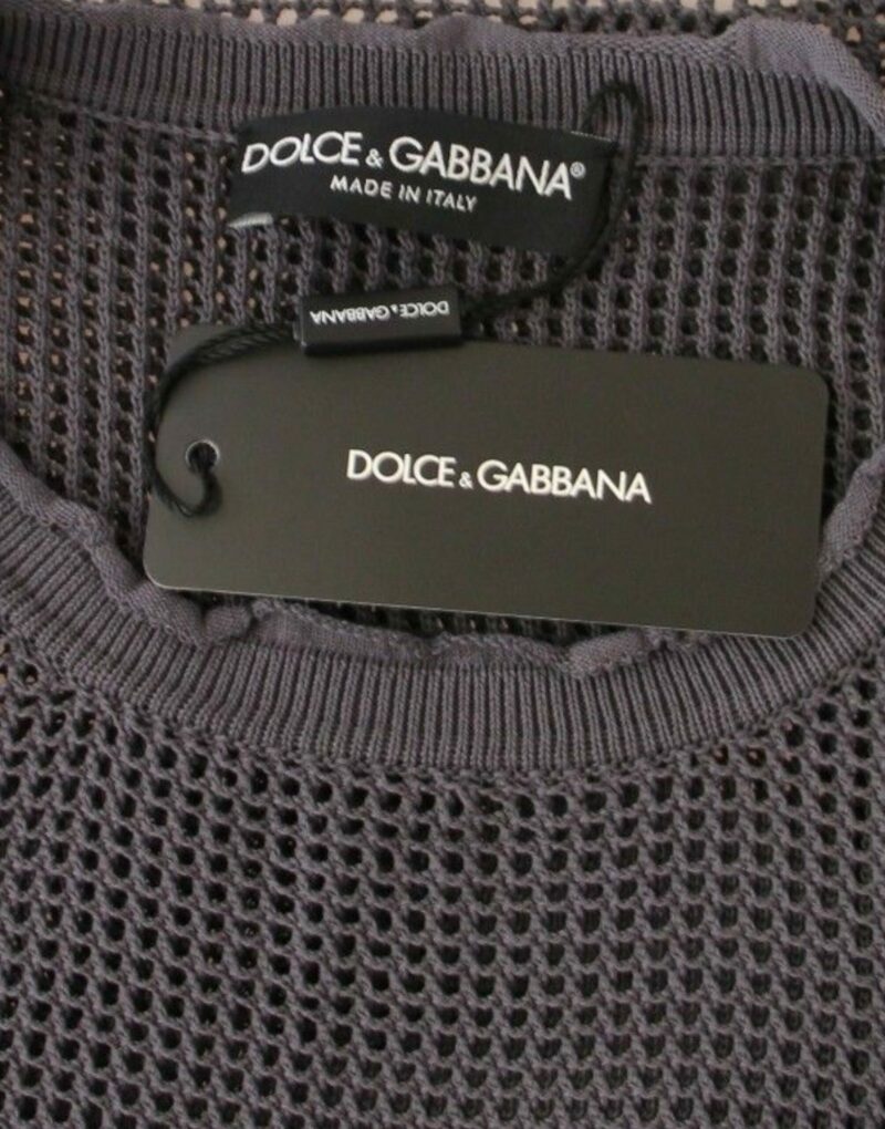 Dolce & Gabbana Elegant Crew-Neck Netted Sweater in Light Purple - Image 4