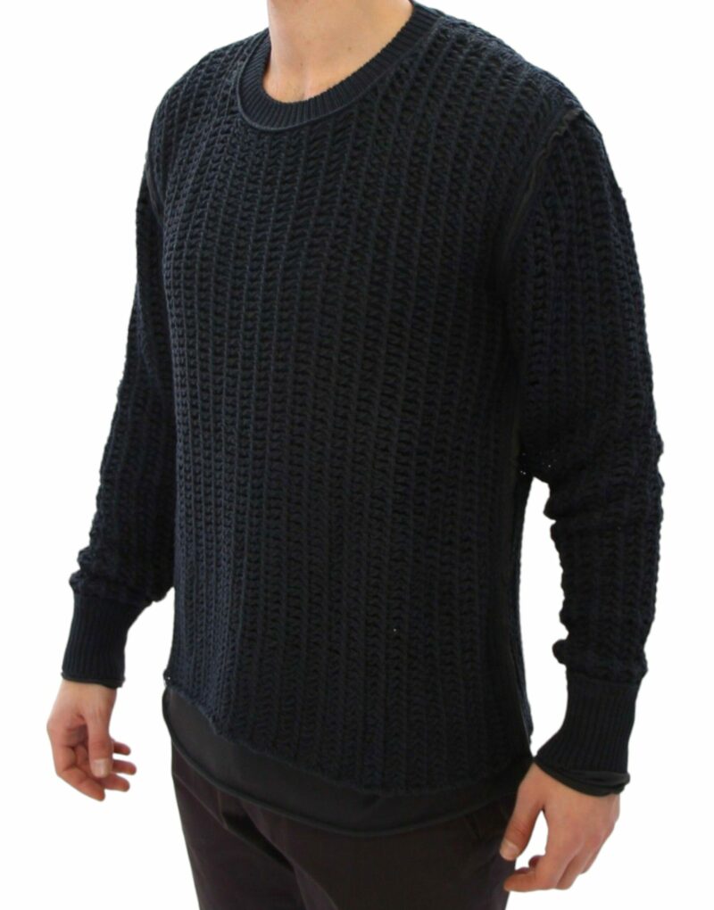 Dolce & Gabbana Elegant Blue and Black Layered Sweater - Image 2