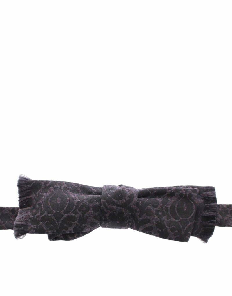 Dolce & Gabbana Elegant Black Paisley Silk-Wool Blend Bow Tie - Image 2