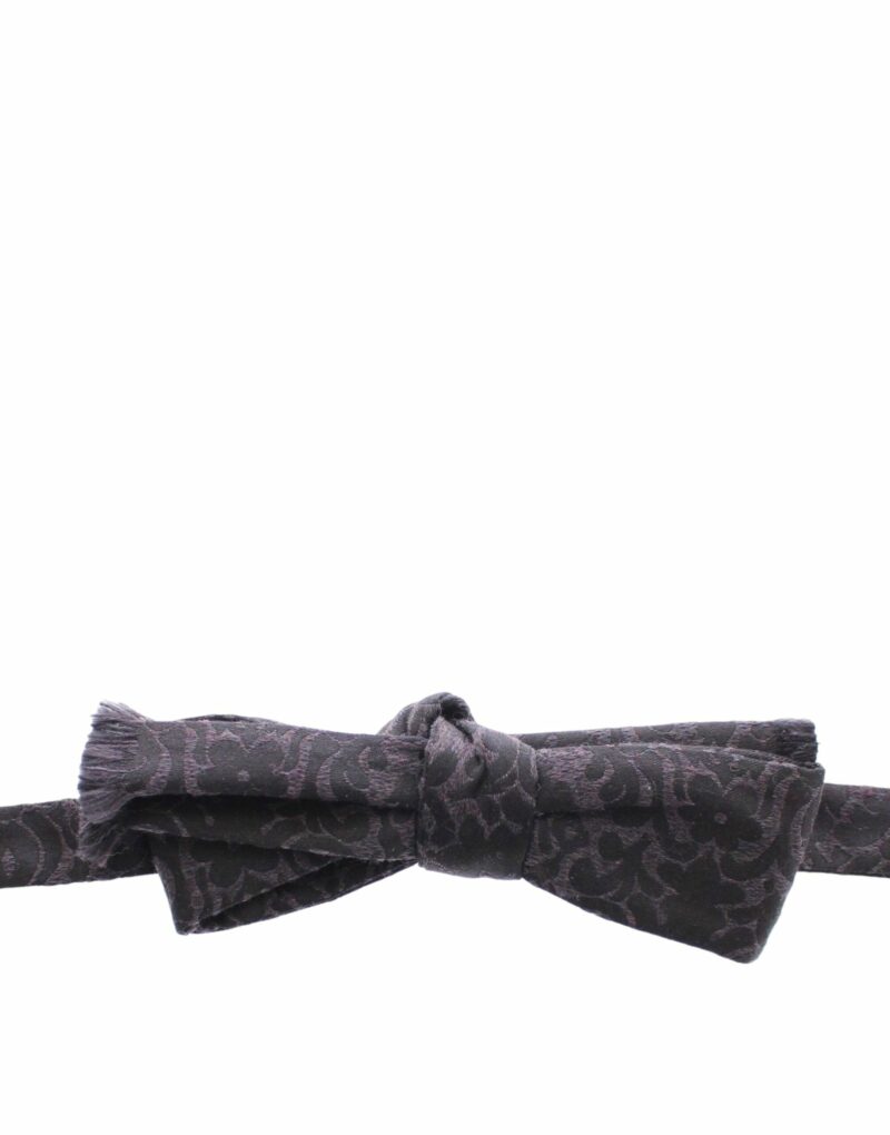 Dolce & Gabbana Elegant Black Paisley Silk-Wool Blend Bow Tie - Image 3