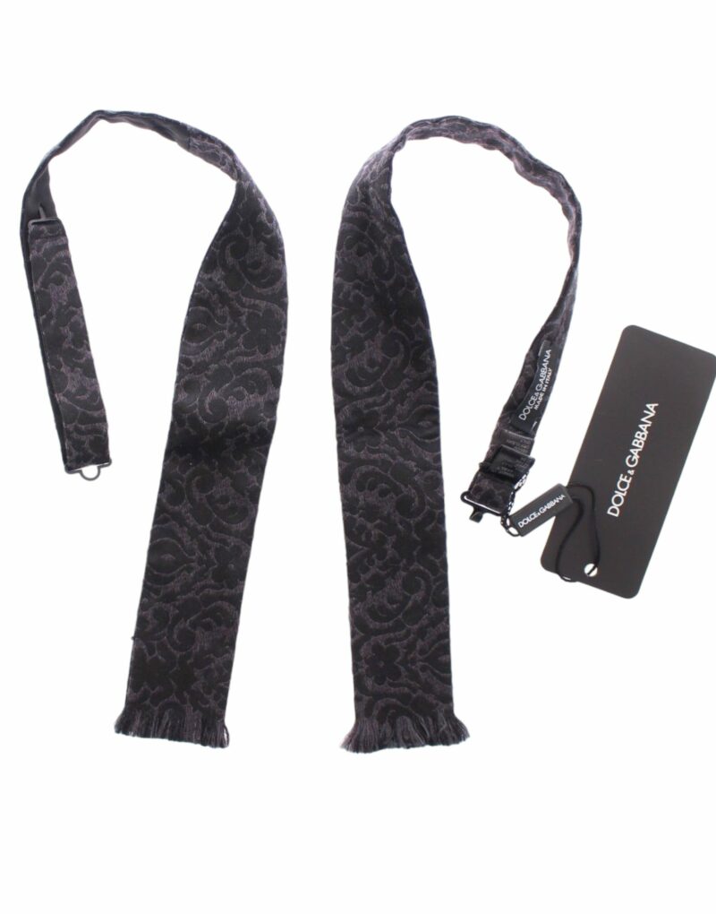 Dolce & Gabbana Elegant Black Paisley Silk-Wool Blend Bow Tie - Image 6