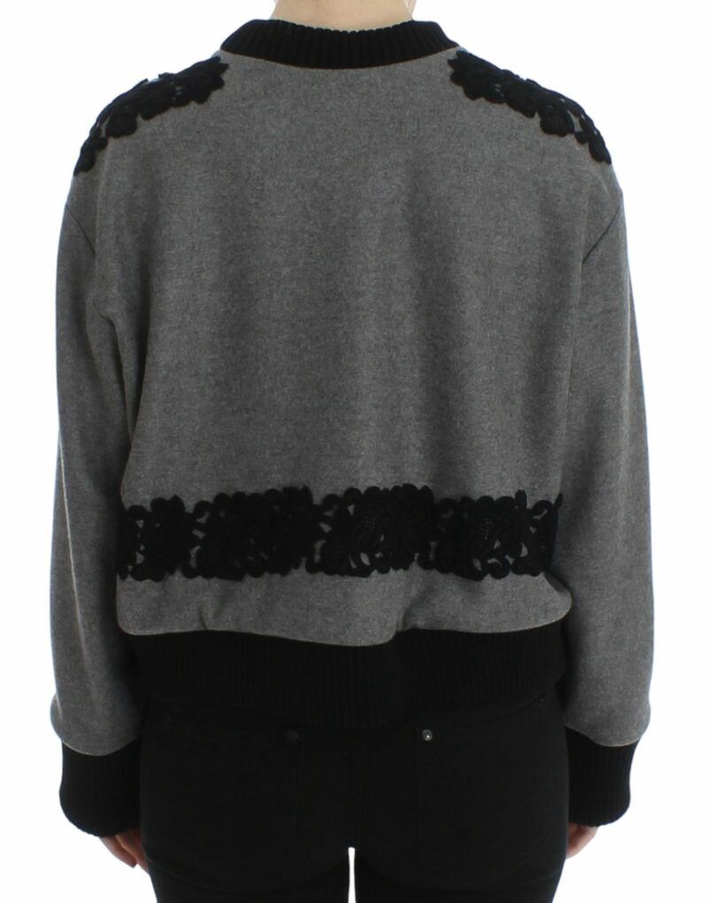 Dolce & Gabbana Elegant Gray Cashmere Blend Lace Sweater - Image 2