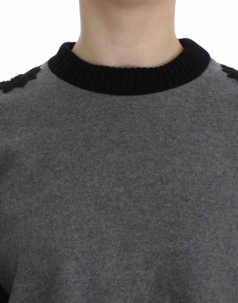 Dolce & Gabbana Elegant Gray Cashmere Blend Lace Sweater - Image 4