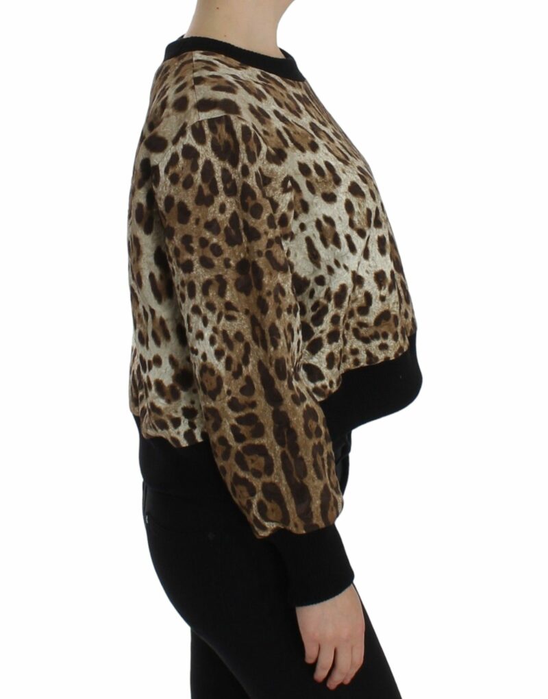 Dolce & Gabbana Elegant Leopard Print Short Sweater Top - Image 4