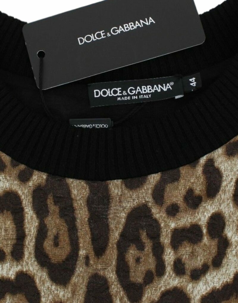 Dolce & Gabbana Elegant Leopard Print Short Sweater Top - Image 6