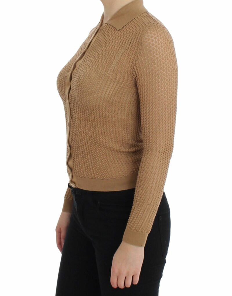 Dolce & Gabbana Beige Knitted Cotton Polo Cardigan Sweater - Image 2
