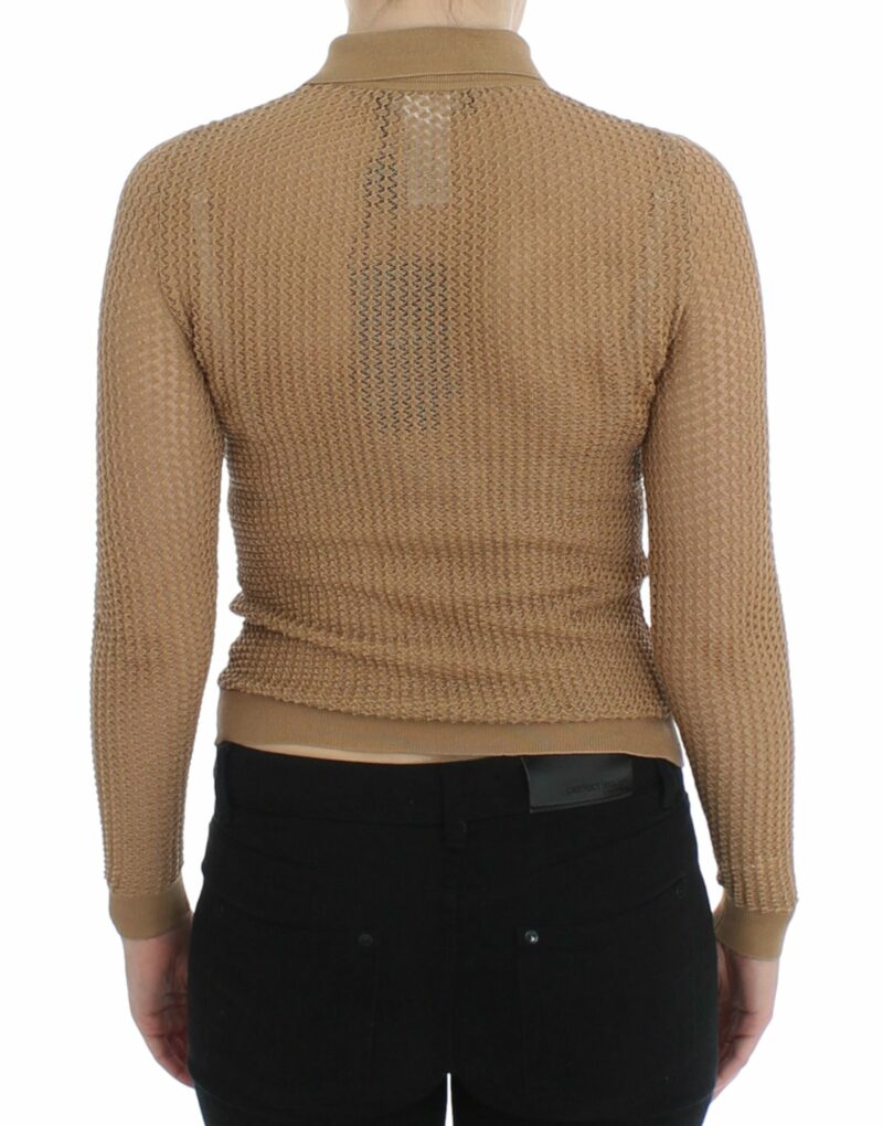 Dolce & Gabbana Beige Knitted Cotton Polo Cardigan Sweater - Image 3