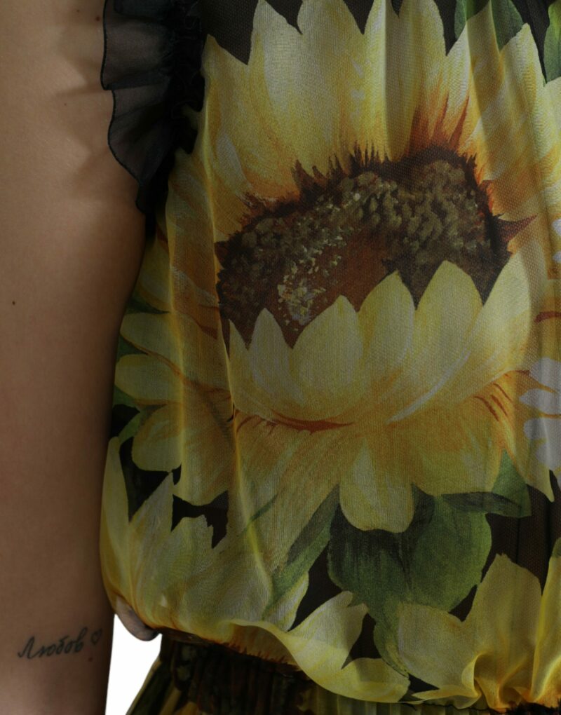 Dolce & Gabbana Elegant Sunflower Silk Maxi Dress - Image 5