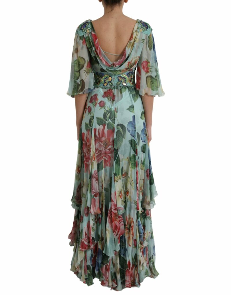 Dolce & Gabbana Elegant Floral Silk Long Dress - Image 3