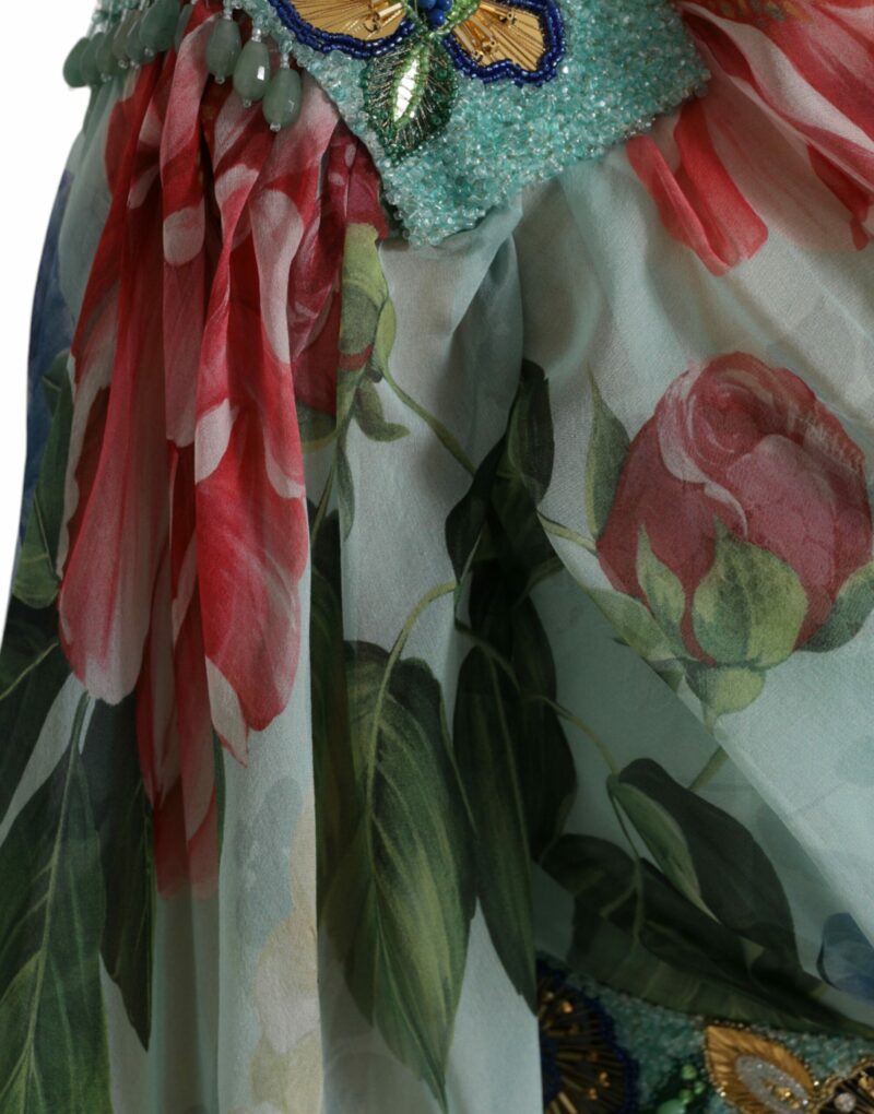 Dolce & Gabbana Elegant Floral Silk Long Dress - Image 5