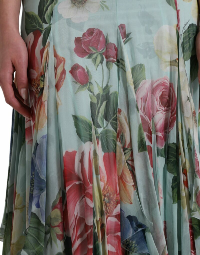 Dolce & Gabbana Elegant Floral Silk Long Dress - Image 7