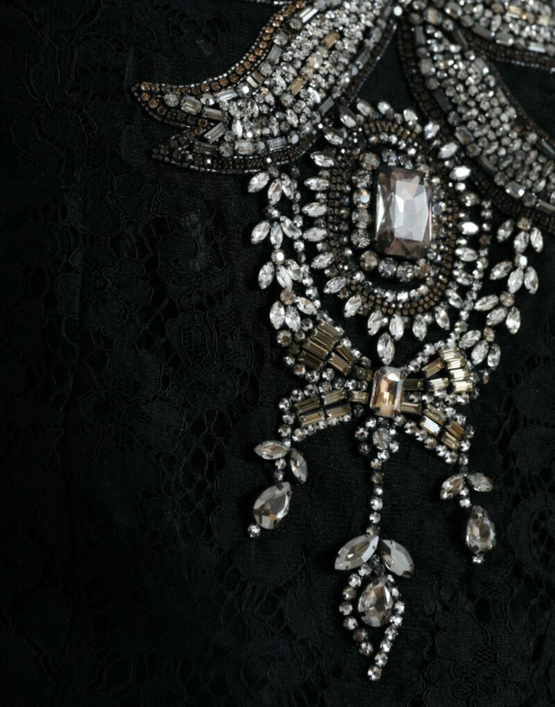 Dolce & Gabbana Elegant Crystal-Embellished Sheath Dress - Image 5